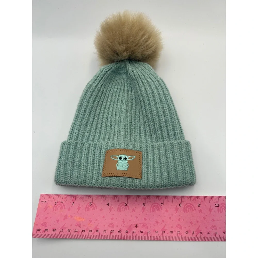 Love Your Melon Star Wars Grogu Baby Yoda Sage Green Pom Beanie Hat B1002